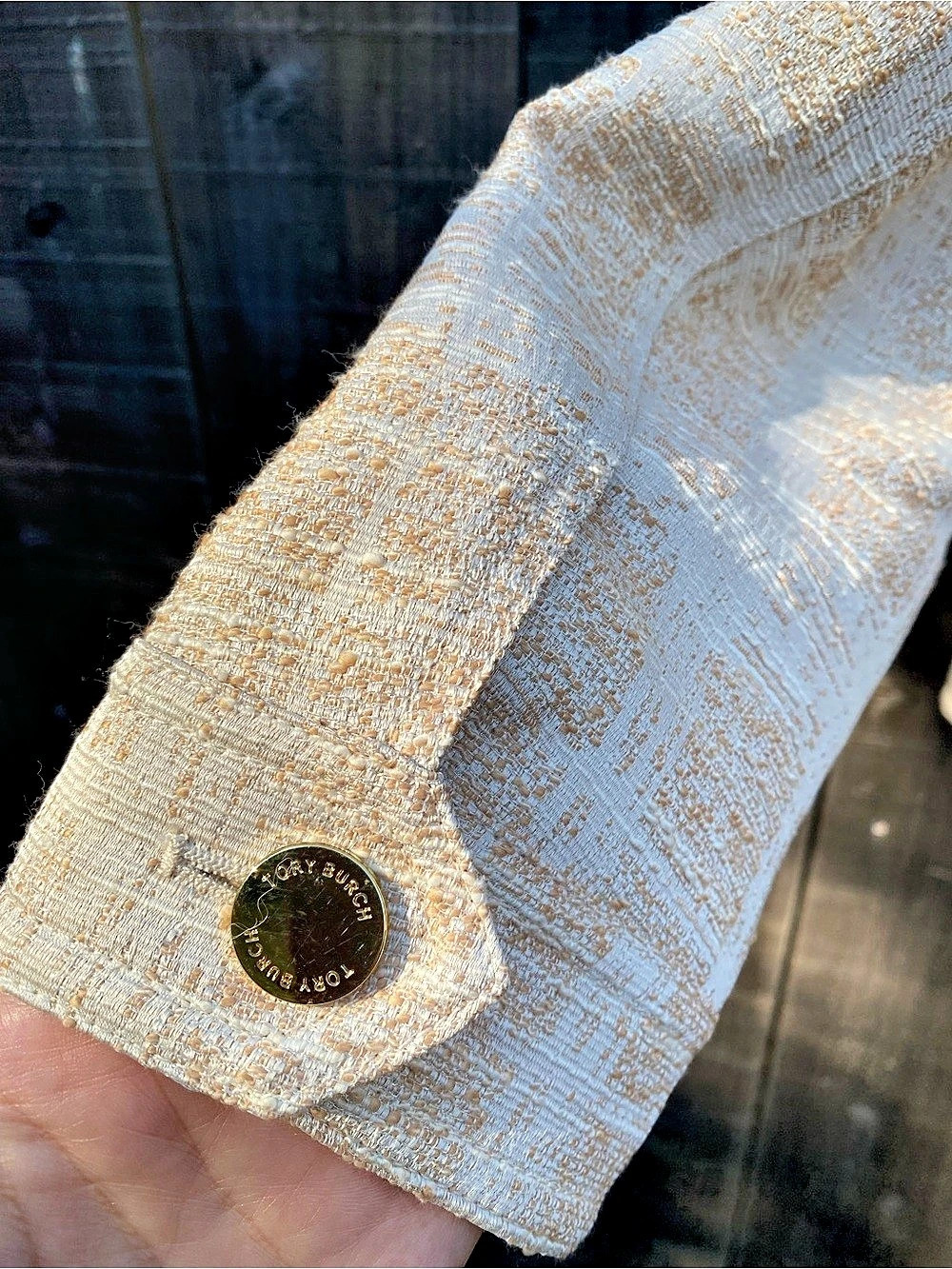 Tory Burch Larissa Jacket Textured Jacket in Cream Size 10 NWT - Picture 9 of 9